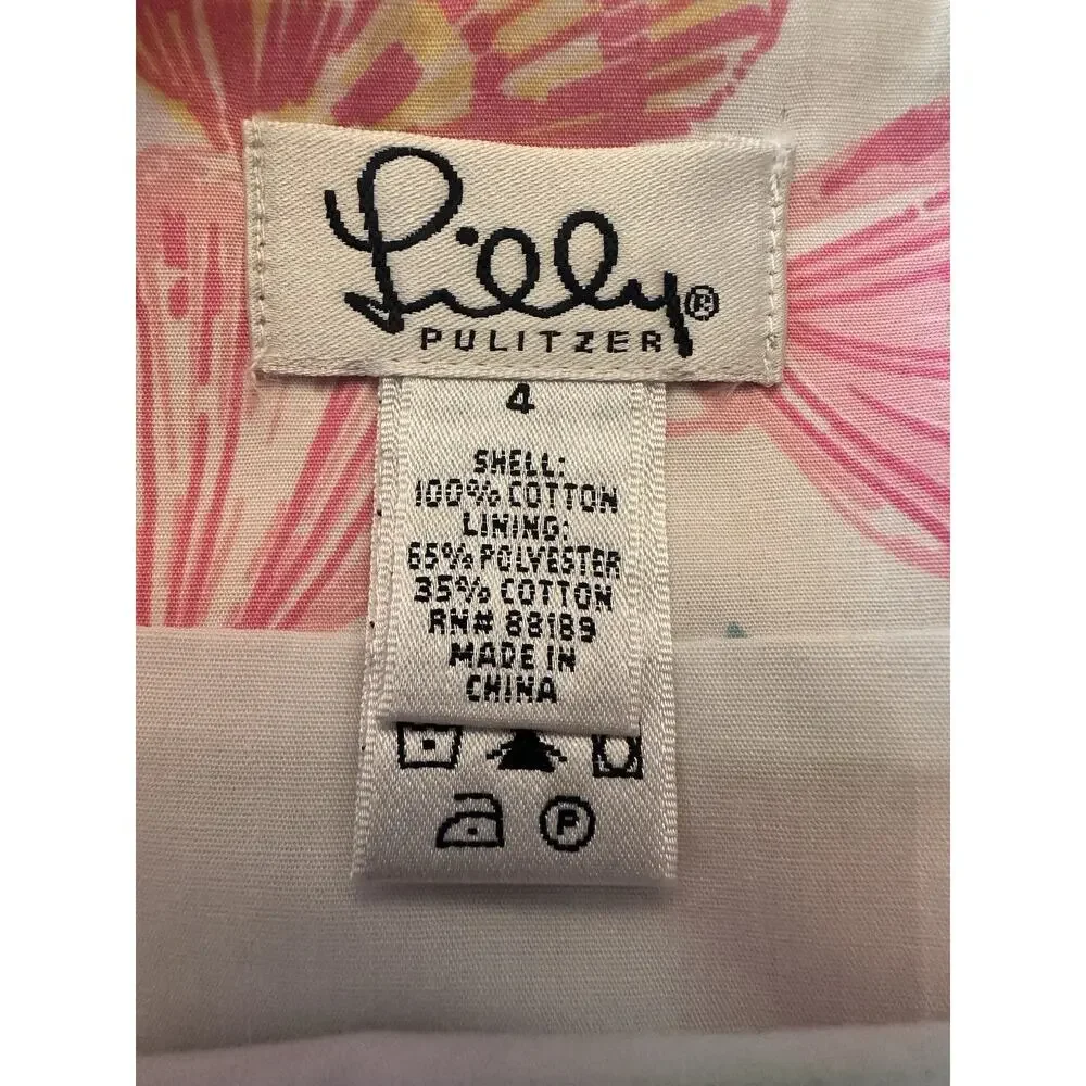 Lilly Pulitzer Vintage Wrap Skirt Size 4 Clam Shells Gingham Pocket Mini Coastal